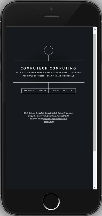 Image showing the Home page of the Computech Comuting website on a smartphone