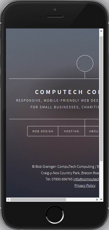 Image showing the Home page of the Computech Comuting website on a smartphone